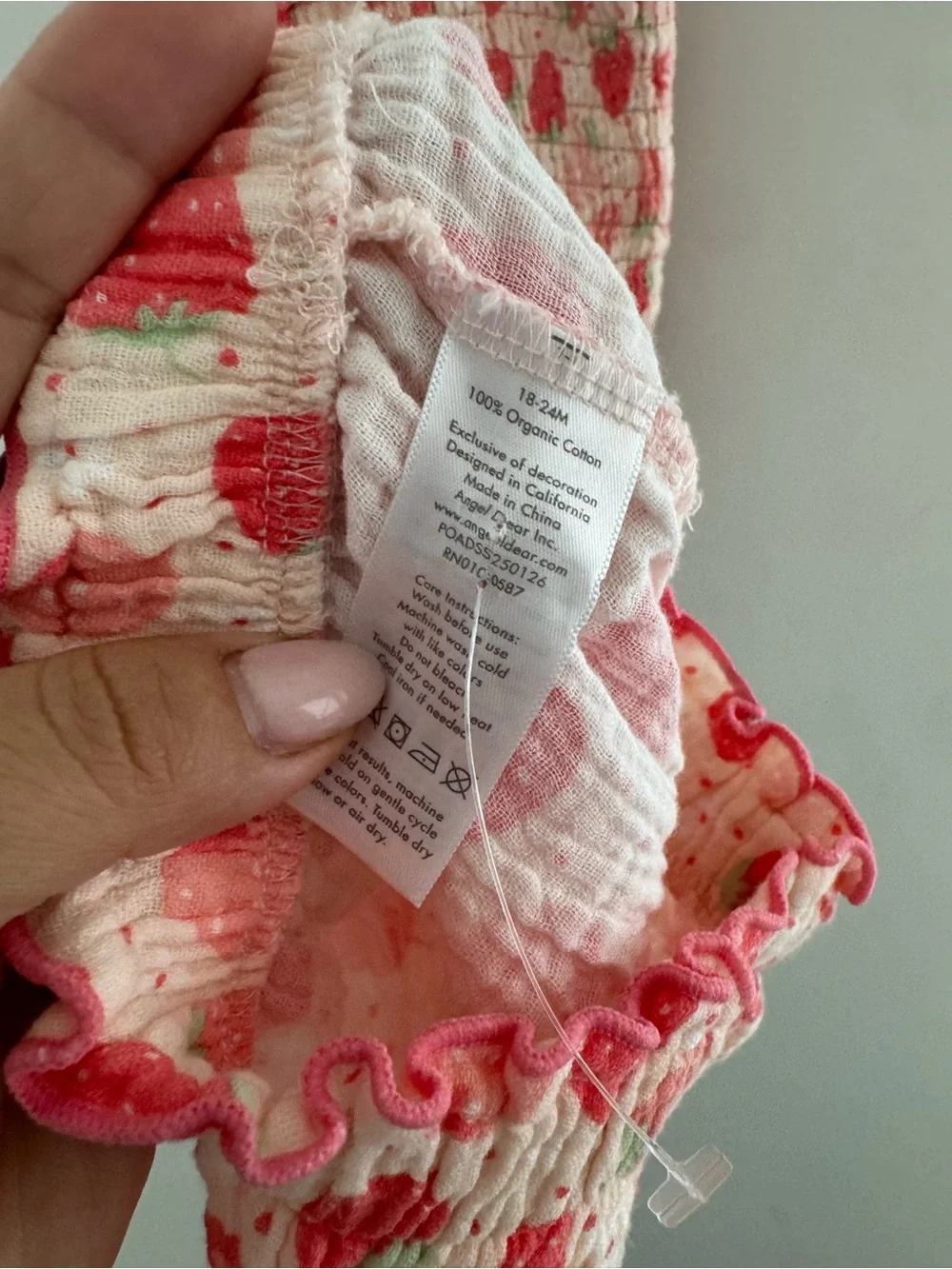 Angel Dear Pink Strawberry Smocked Two-Piece Set
